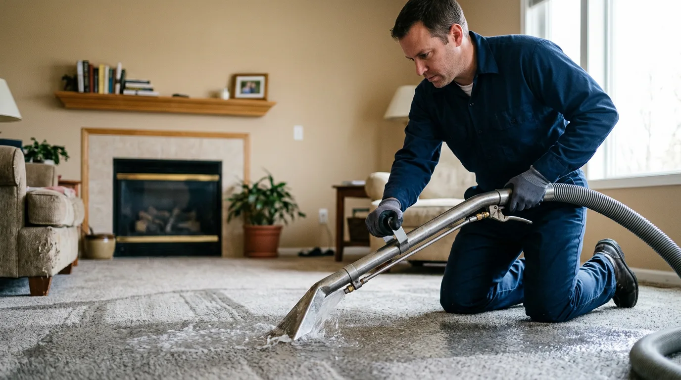Water damage restoration technician working near Morristown, NJ